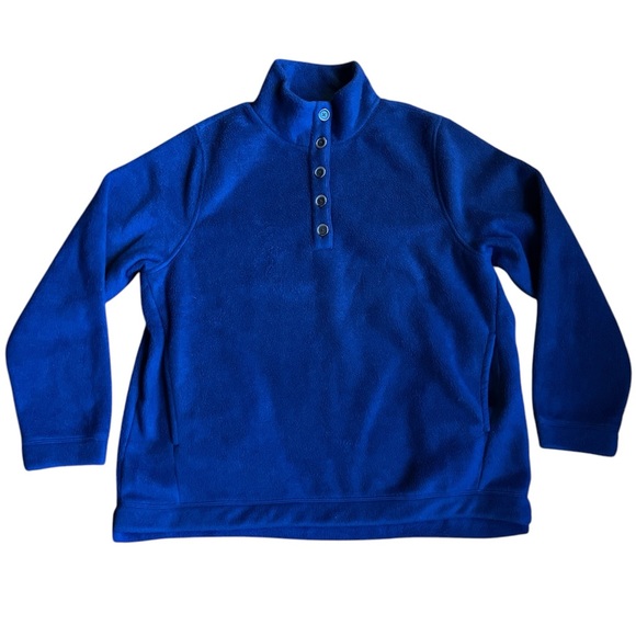 J. Crew fleece pullover quarter button blue XL - Picture 1 of 12